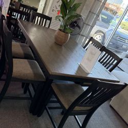 Black And Grey Dining Table With 6 Chairs 