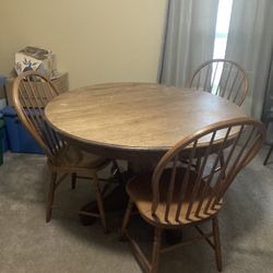 Solid Oak Kitchen Table With 5 Chairs
