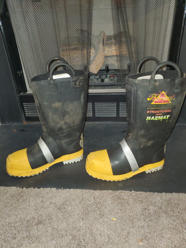 Thorogood Fire Hazmat Boots Size 11.5 Steel Toe Heavy Duty Rubber Fireman