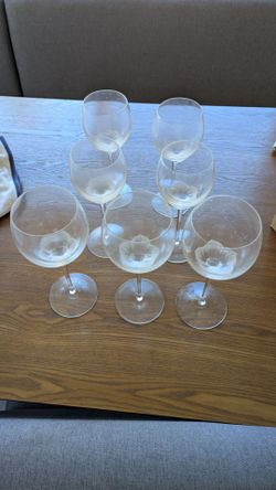 Sasaki Crystal PRINTEMPS Clear Wine Glass (s) Frosted Flower Stemware