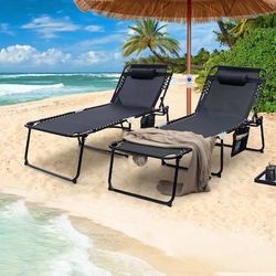 Costway Oversize Folding Chaise Lounge with Adjustable Backrest and Detachable Pillow-Grey section 6