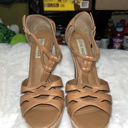Tan and brown Steve Madden heels T STRAP 