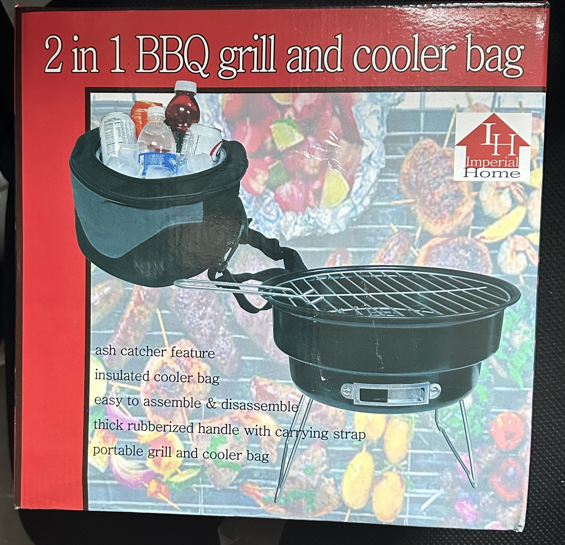 NEW Imperial Home 2-in-1 BBQ Grill / Cooler Combo Outdoor Companion With Carrier