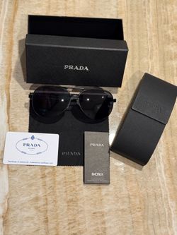 Prada Sleek Black Aviator Sunglasses