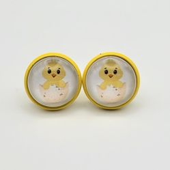 Easter Chick Yellow Stud Earrings