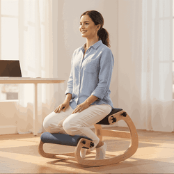 Ergonomic Kneeling-Style Office Chair with Wood Frame and Cushion – Gray