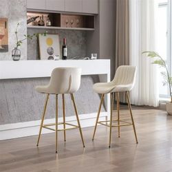 2 Piece Bar Stool, 26inch Velvet Barstool- cream