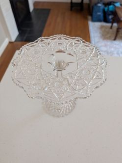 Clear Pressed Glass Pedestal Cake Stand