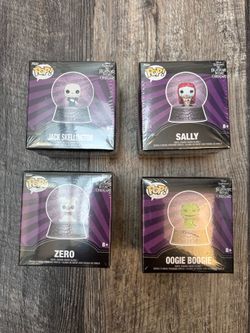 Nightmare Before Christmas complete set 4 funko 2.5 in snow globes