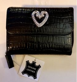 Black Genuine Leather Croc Embossed Wallet