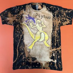 Hand painted Ugly T-Shirt Psyduck/Mewtwo, Bleach and Sun Dry 