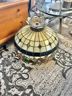 Vintage Large Stained Glass Chandelier 