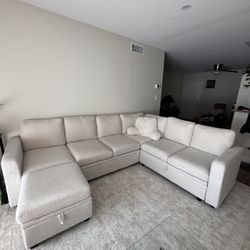 Cream Sectional Couch - 7 Pieces