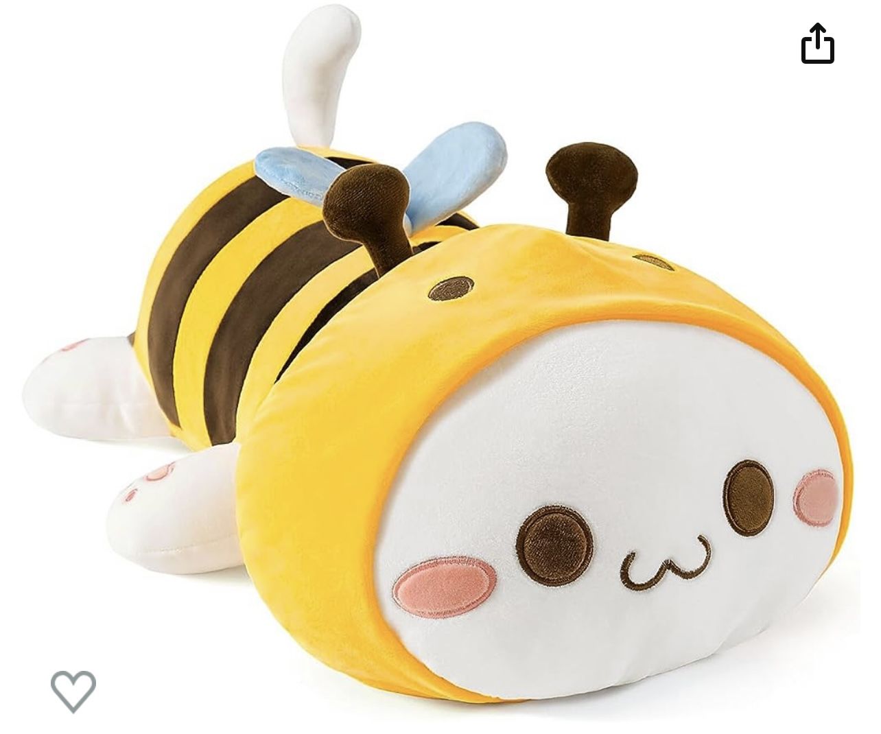 Cute Kitten Bee Plush Toy Stuffed Animal Kitty Soft Anime Cat Plush Pillow for Kids (Yellow Cat Bee, 20")