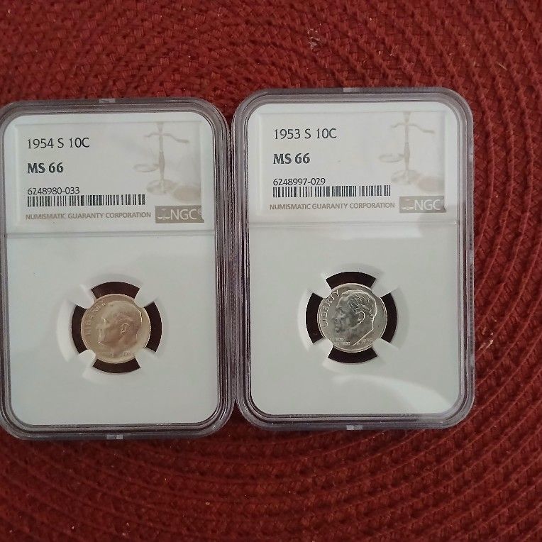 (2) Silver Dime Coin Lot MS-66 