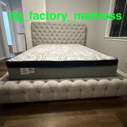 Flory Dove Gray Upholstered Platform Bed Queen size / mattress for including 💢 bonita Cama tapizasa queen size / Colchon Incluido