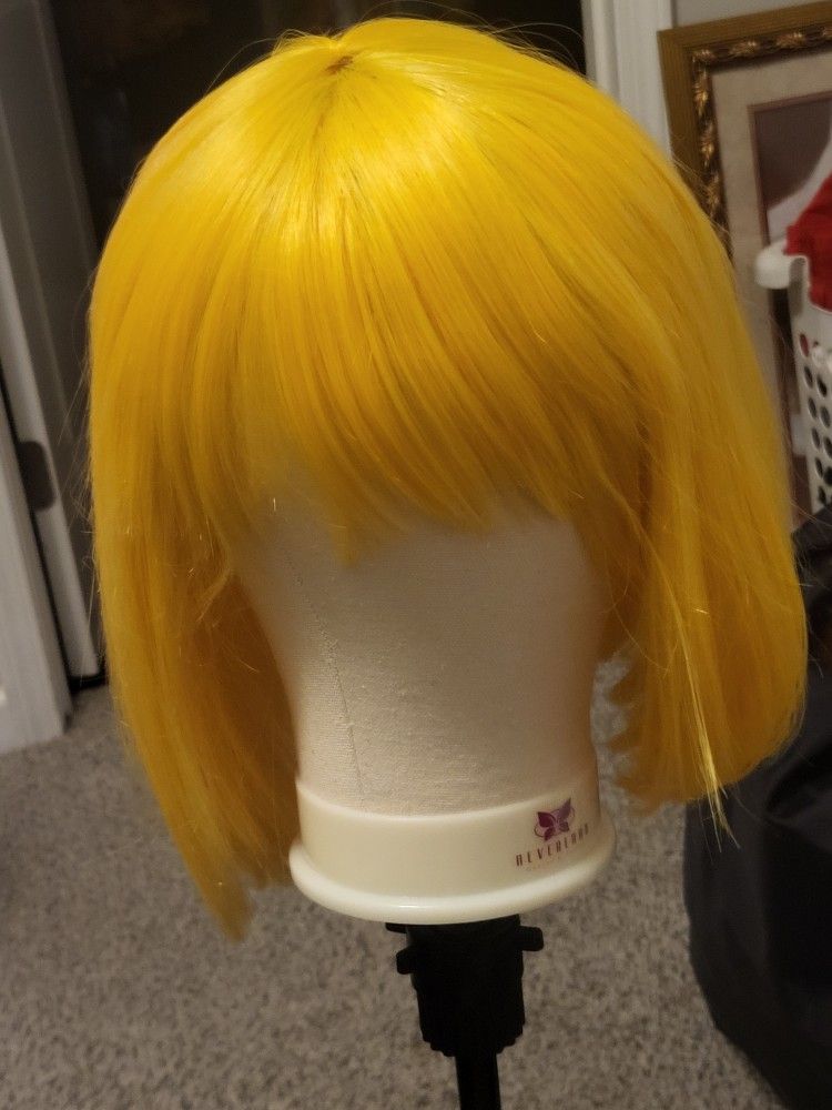 Yellow Cute Synthetic Bob With Bangs!!! 10.00 CASH Firm