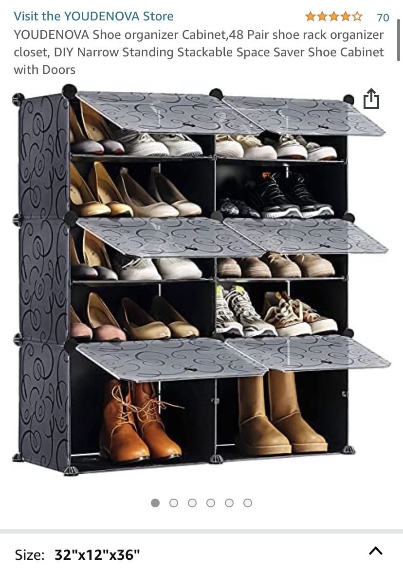 (New Still In The Box) Shoe organizer Cabinet,48 Pair shoe rack organizer closet, DIY Narrow Standing Stackable Space Saver Shoe Cabinet with Doors