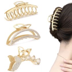 Large Metal Hair Claws for Women Moon Hair Claws for Thick Hair 5 Pack 4.3"