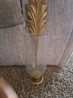 Gold Leaf Candle Holder 