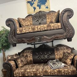 Sofa loveseat 2 pc brown