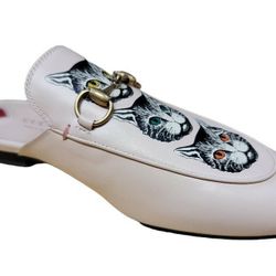 Gucci Pink Princetown Leather Mystic Cats Mule