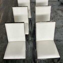 6 CONTEMPORARY WHITE LEATHER CHAIR