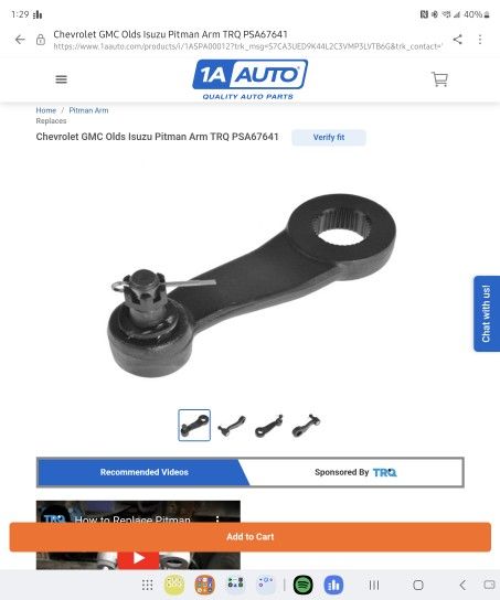 Chevrolet S10 Blazer GMC Olds Isuzu Pitman Arm TRQ PSA67641