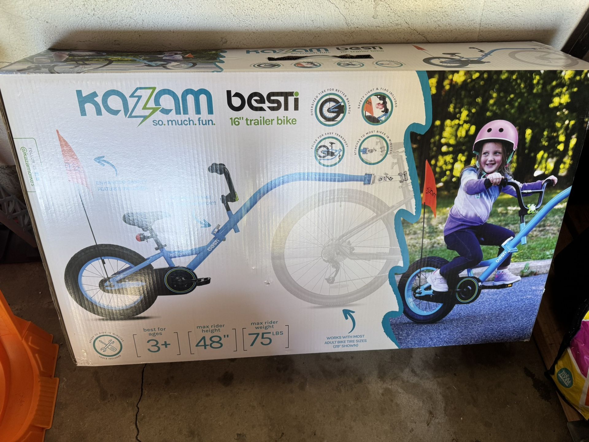 New in Box, Kazam 16” Bike Trailer