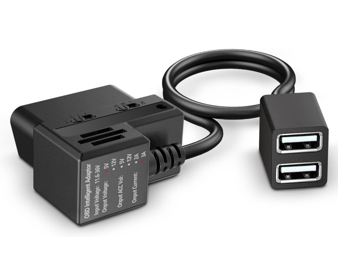 OBD Constant Power Cable w/ USB for Dash Camera,Compatible with Garmin Dash Cam