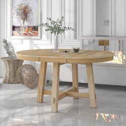 Round Extendable Dining Table with Leaf Wood Kitchen Table With Extension Leaf ,dining table,dining room table