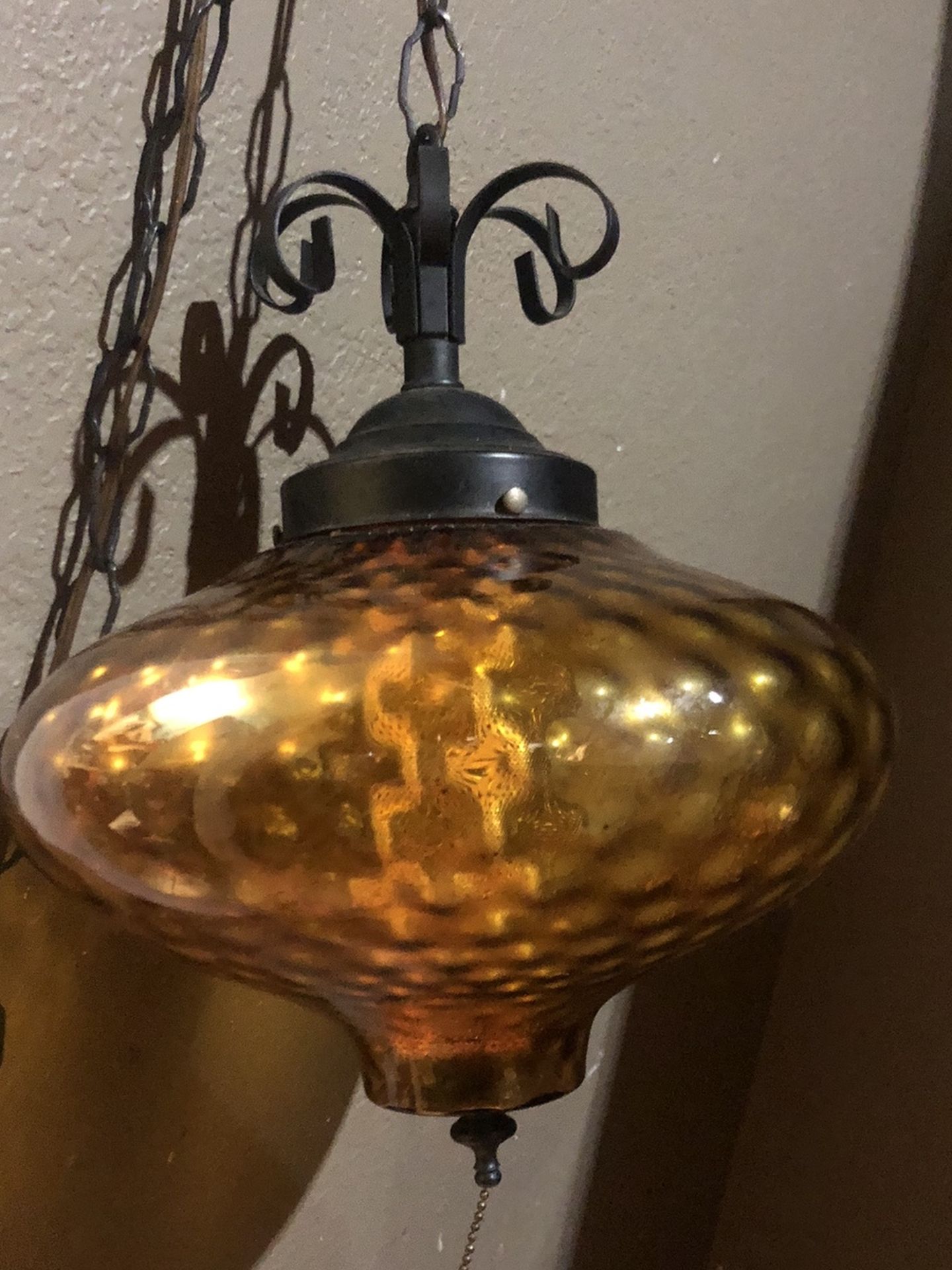 Boho 70s Vintage Yellow Glass Lamp