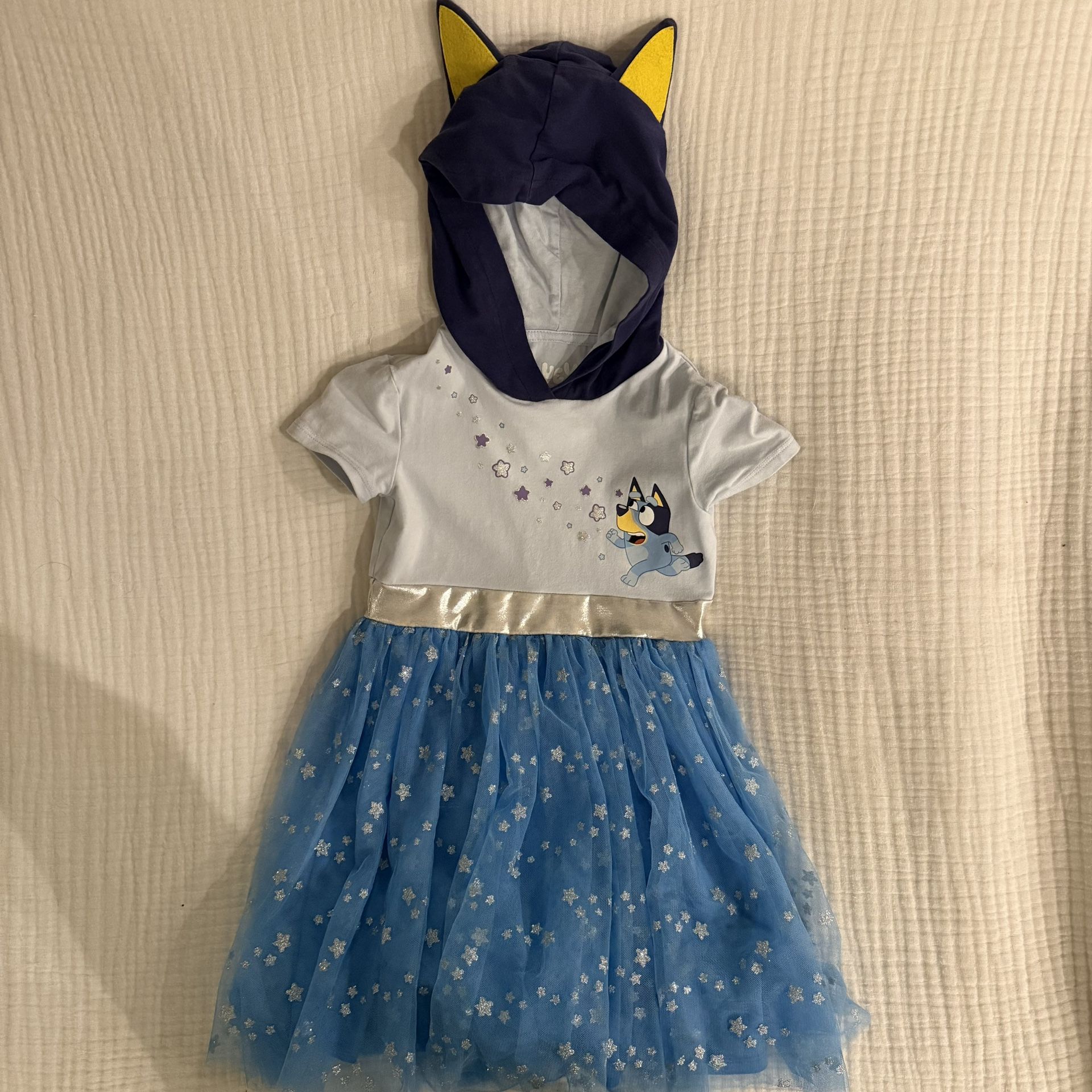 Little Girls' Bluey Cosplay Dress - Navy Blue Bluey Costume W Stars Size Xs (4/5)