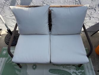 Outdoor Wicker Loveseat with Cushions