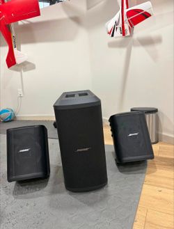 Bose S1 pro plus , Bose S1 subwoofer, microphone and Bose Bluetooth transmitter