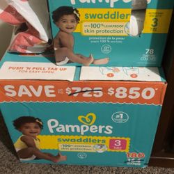 Size 3  Brand New Boxes Of Pampers 