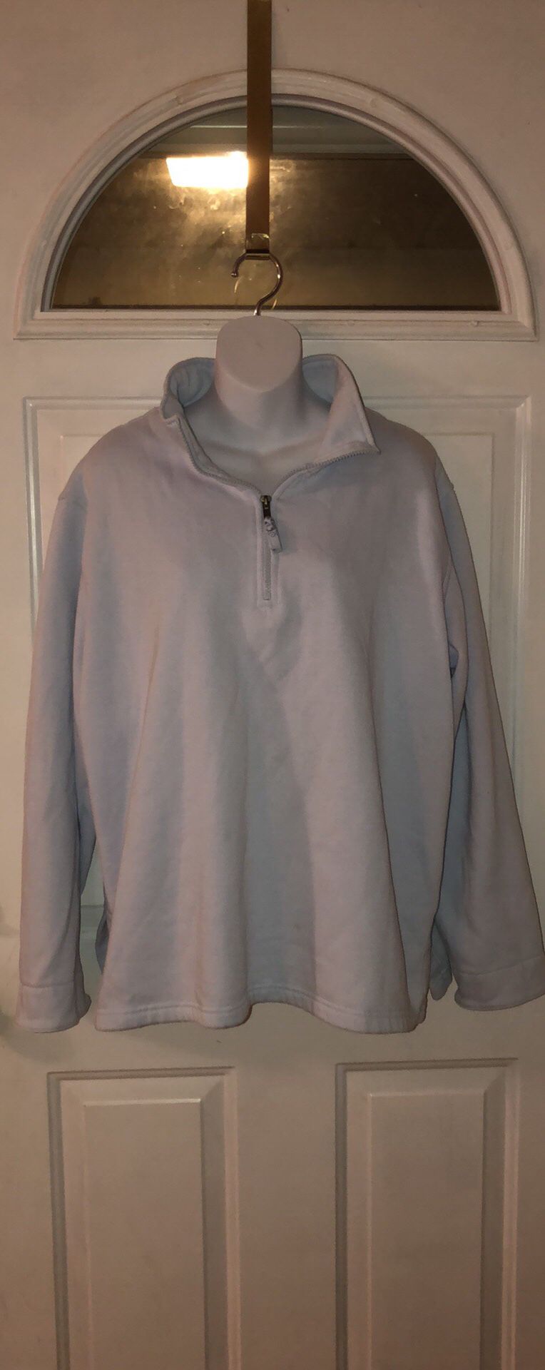 Size 2x light blue sweatshirt with a zip top