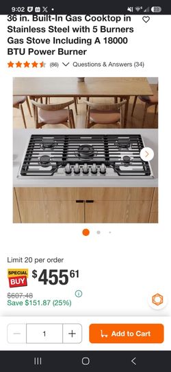 Empava 36" 5 burner gas cooktop stainless