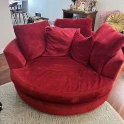 Cozy Fun Red Chair And A Half!