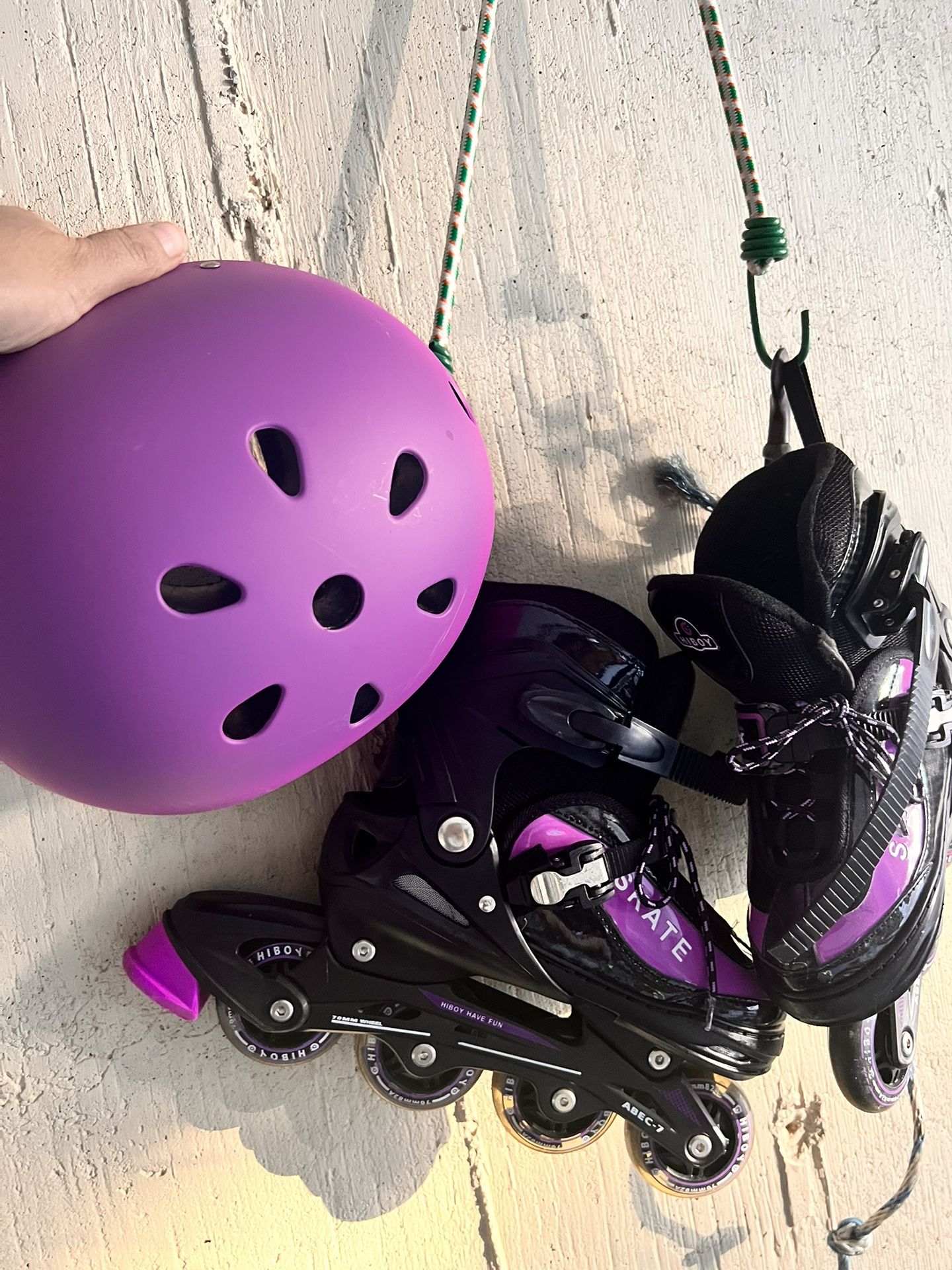 Purple Roller Blades and Matching Helmet Set 