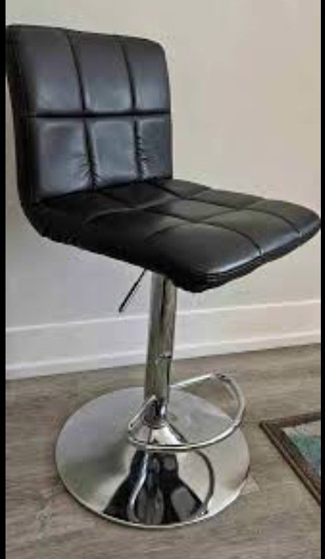 Faux Black Leather Height Adjustable Swivel Bar/Barber Stool