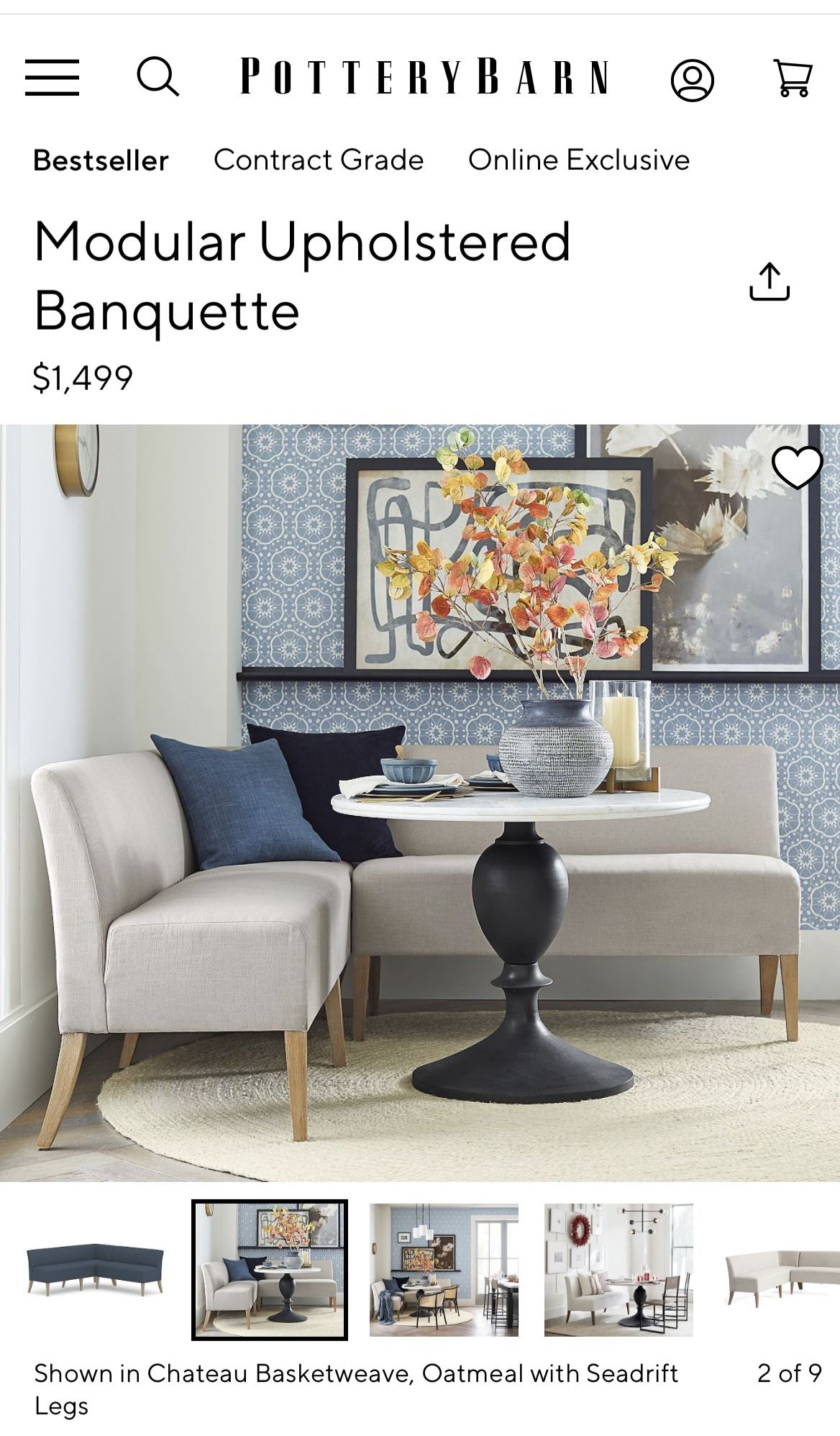 Pottery Barn Banquette