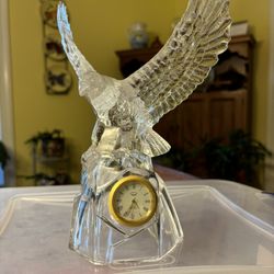 Lead Crystal Glass Eagle With Clock