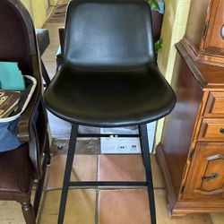 Counter Height Bar Stool W/Faux Leather Seat (set Of 2)