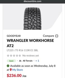 LT 225/75R16 Good year workhorses AT2
