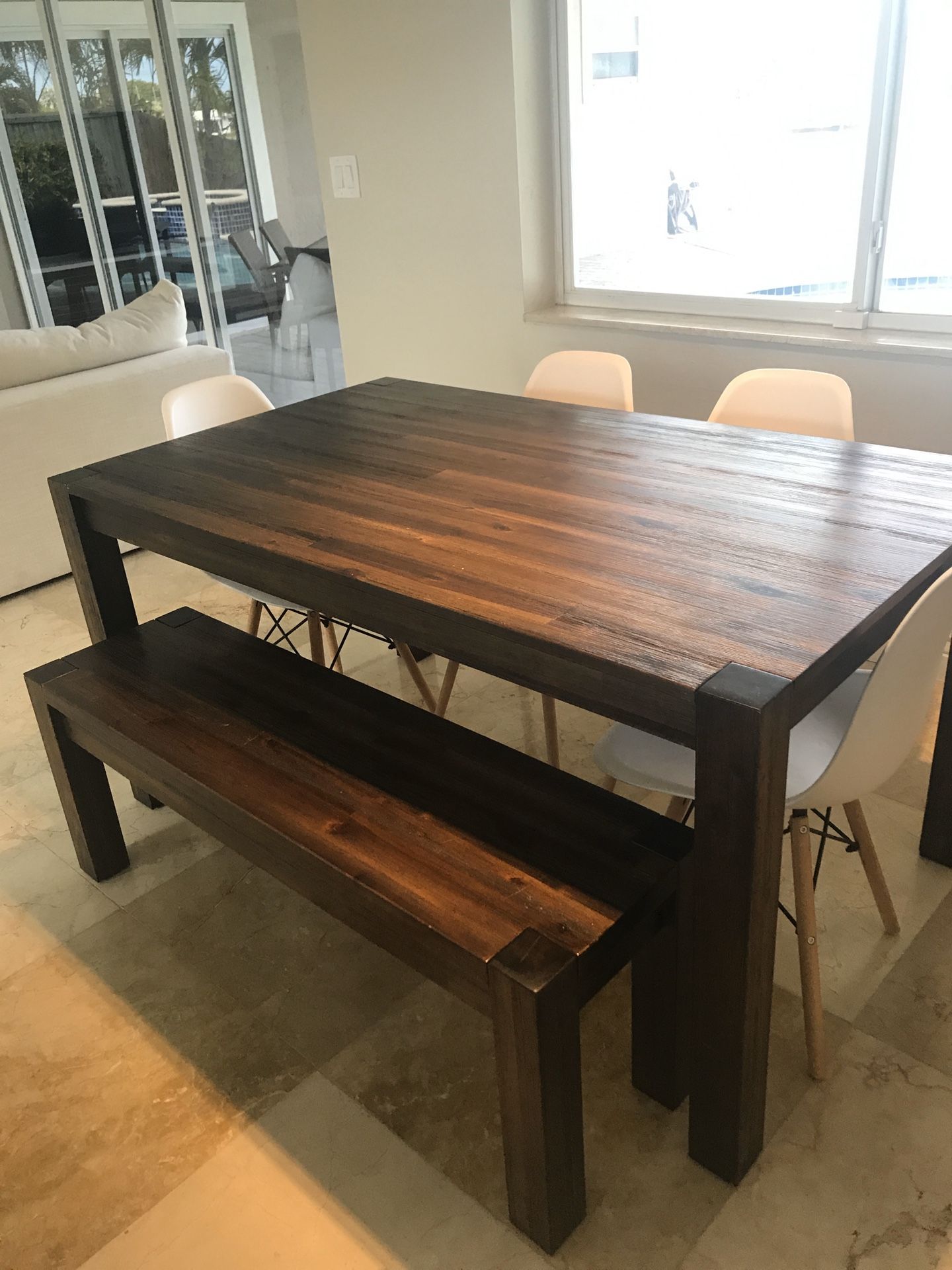 Modern Wood Dining Room Table + Bench