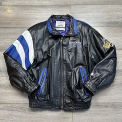 Vintage Starter Leather Jacket Blue Jays World Series Champions Size L  1992-93 