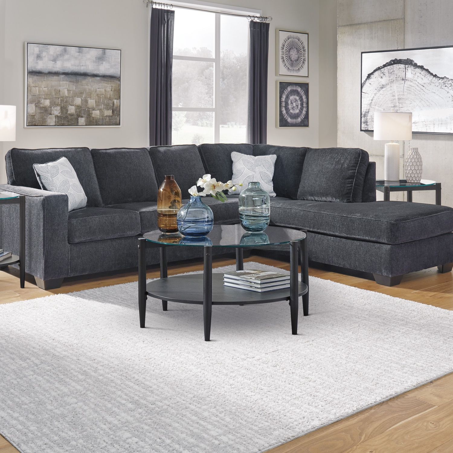 2 Piece Sectional In Slate Or Alloy Grey