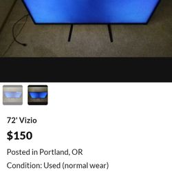 72inch Viszio 100 This Week Only