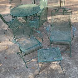 9pc Wrought Iron Patio Furniture Set Swing Chairs Tables